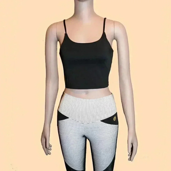 Bro FitWear Black White Stripped Mesh Athletic Stretchy Leggings Size Small Pant - Picture 4 of 5